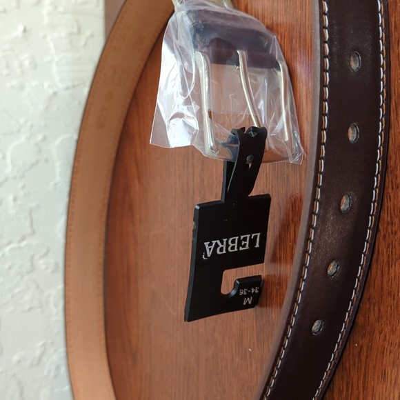 NWT LEBRA Brown Genuine Leather Belt with Silver Tone Buckle Size Medium 34-36 - Picture 5 of 6